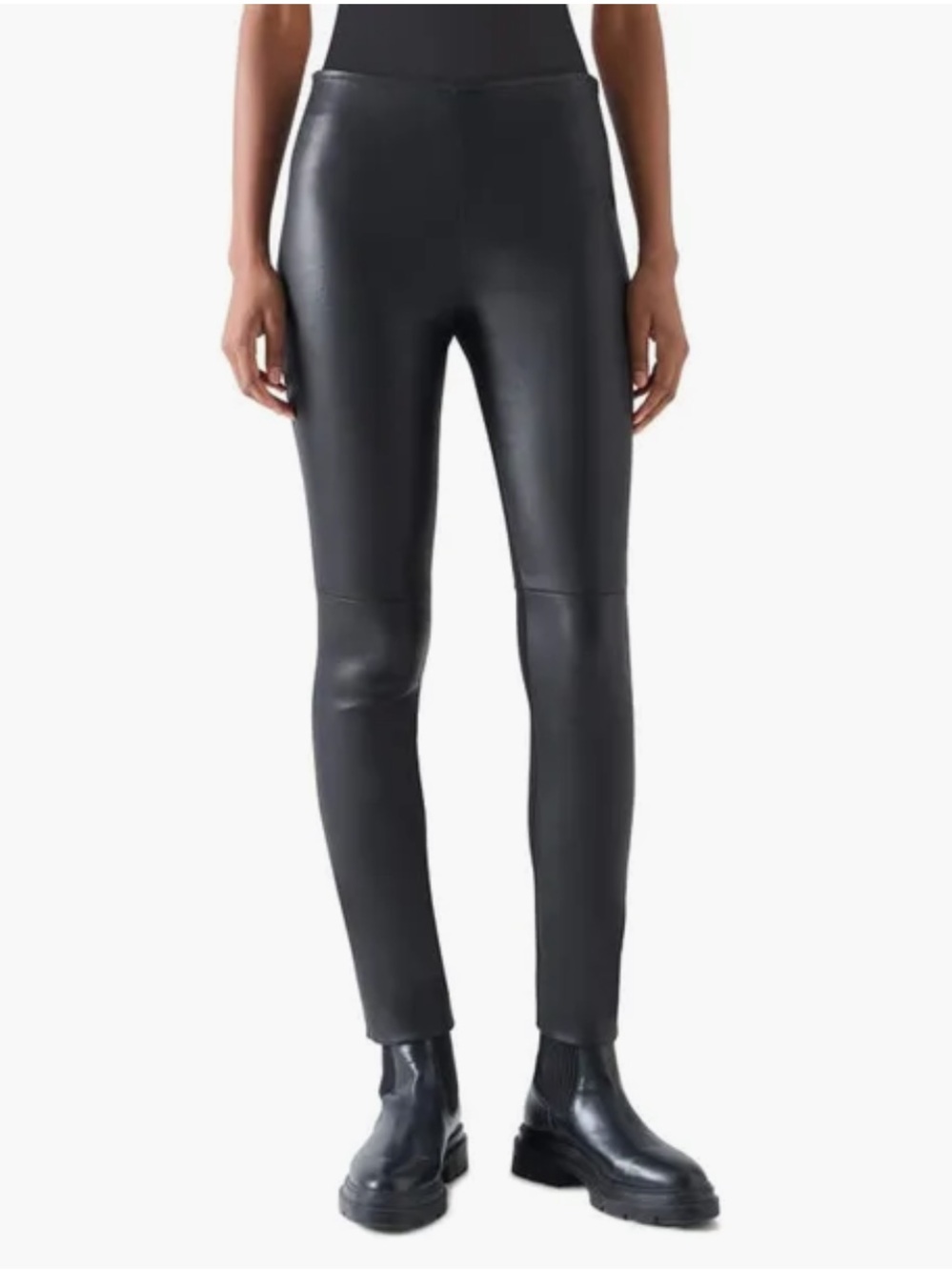 Akris Punto Black Lamb Leather Women’s Legging Pants